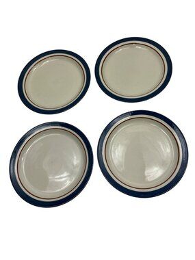 Set Of 4 Finesse Tralee Stoneware Plates Blue & Beige Oven Microwave Dishwasher